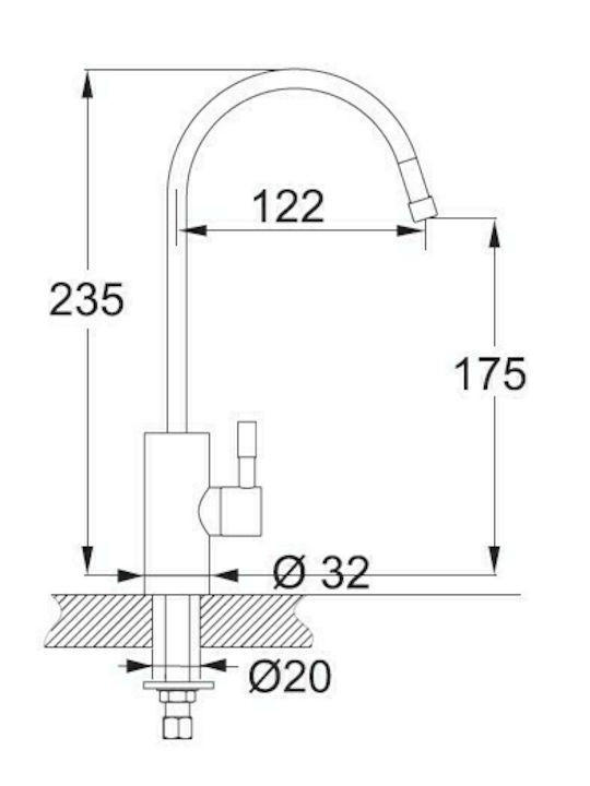 Franke Uniflow Mini Ψηλή Μπαταρία Κουζίνας Πάγκου CHROME