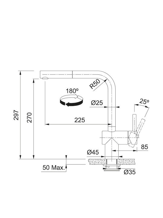 Franke Atlas Sensor Ψηλή Μπαταρία Κουζίνας Πάγκου με Ντουζ