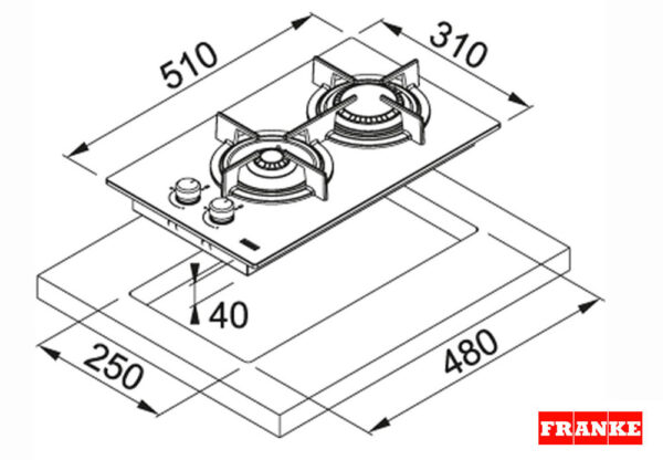 FRANKE Mythos Black FHCR 302 2G HE BK C Εστία Αερίου.