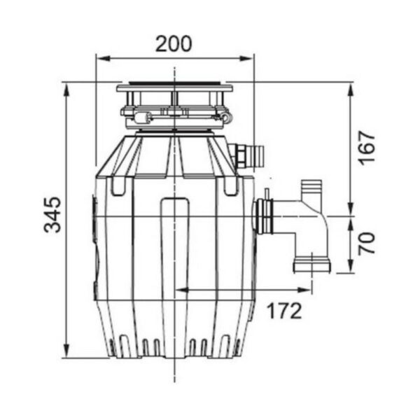 Franke Turbo Elite TE-50 Σκουπιδοφάγος με Ισχύ 1 2hp 20x34.5εκ.